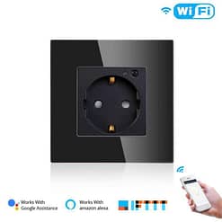 EU WiFi Smart Glass Panel Wall Socket (16A Outlet) - InfiHome