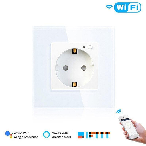 EU WiFi Smart Glass Panel Wall Socket (16A Outlet) - InfiHome