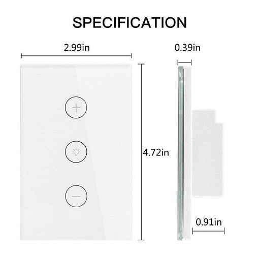WiFi Smart  Touch-Panel Light Dimmer/Switch (US White) - InfiHome